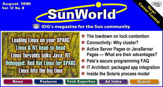 [SunWorld August 1998 table of contents]